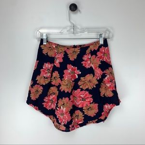 Reformation Floral Print Mini Skirt Round Hem 0